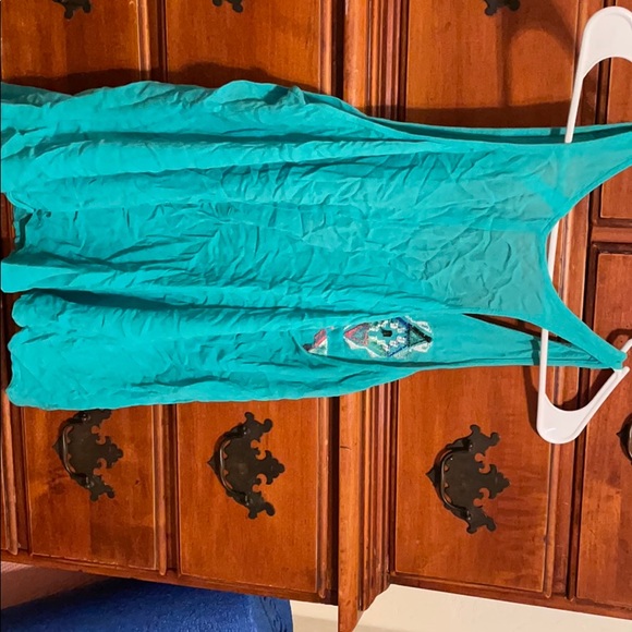 Teal blue patterned tank top - Picture 4 of 4